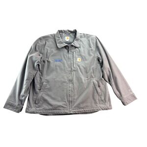 Carhartt Quick Duck Work Jacket Concrete Strategies Embroidered Gray Full Zip XL